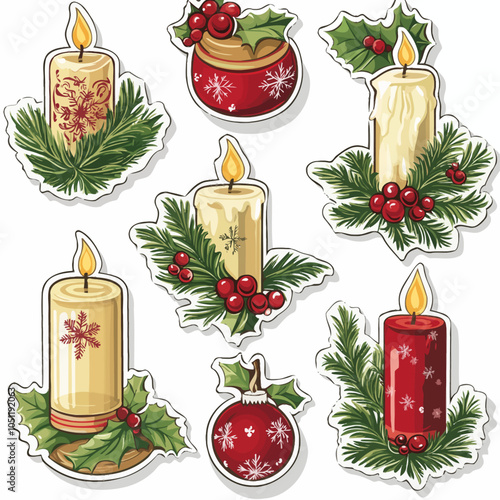 Festive Die-Cut Candle Arrangement Vinyl Vector Design photo