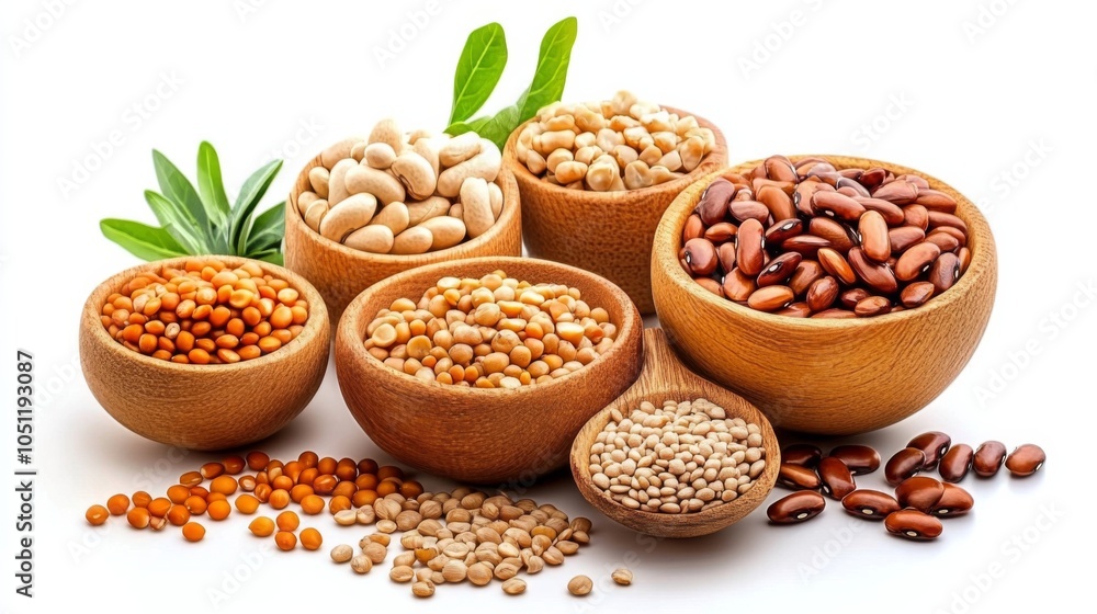 Fototapeta premium Creative Plant-Based Protein Dishes on White Background