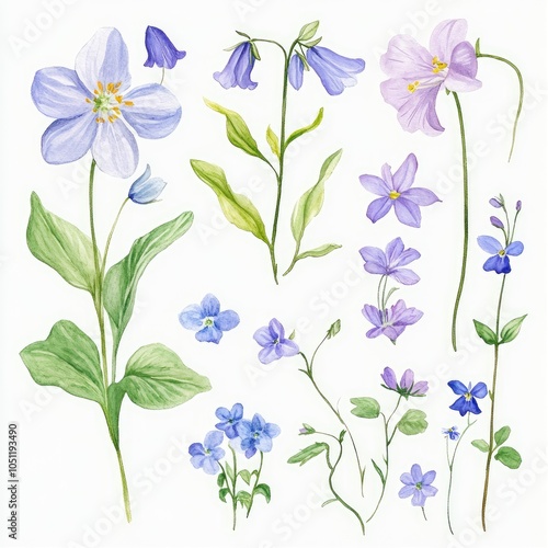 Wallpaper Mural A collection of delicate watercolor flowers an artistic exploration of natural beauty Torontodigital.ca