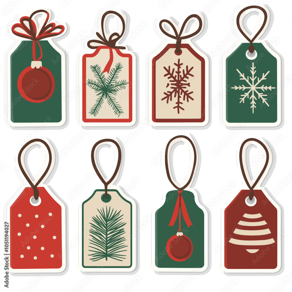 Die Cut Gift Tag Stickers, Vinyl Vector Collection