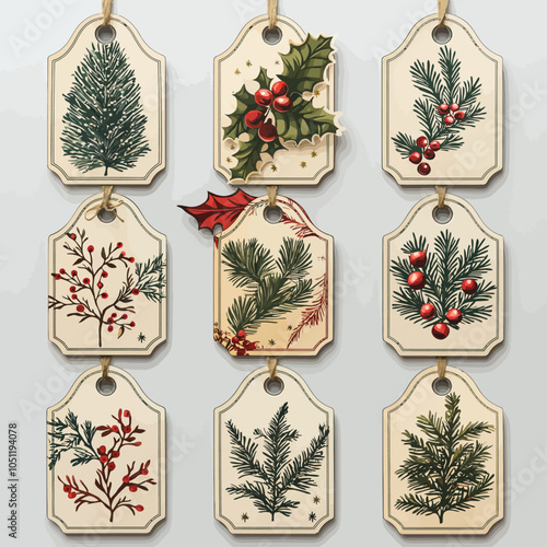 Die Cut Vinyl Stickers, Gift Tags, Festive Collection