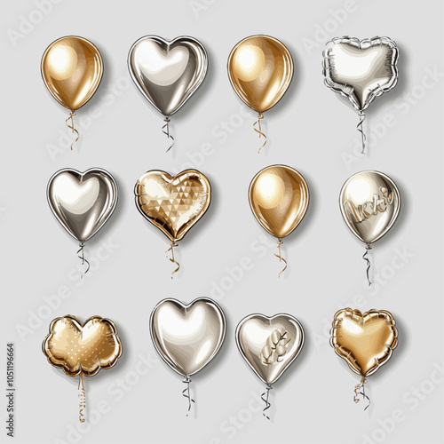 Metallic Balloons Die Cut Vinyl Vector Collection