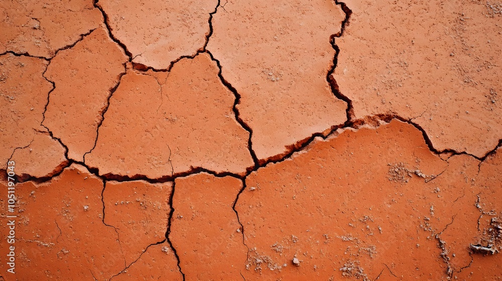 Fototapeta premium Cracked Red Clay Soil Texture