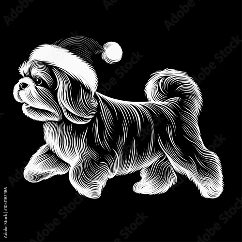 Playful Shih Tzu Dog with Christmas Hat A Festive Companion for All Occasions
