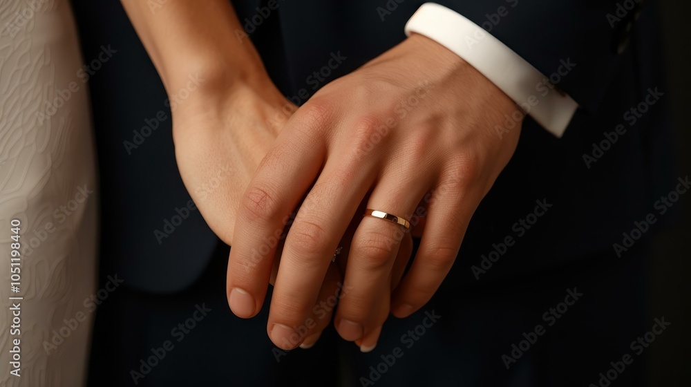 Two lovebirds cherish their bond, showcasing their shiny rings that symbolize forever love on a perfect wedding day. Two lovebirds cherish their bond, showcasing their shiny rings that symbolize forever love on a perfect wedding day.