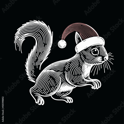 Playful Squirrel in Festive Hat A Whimsical Representation of Nature's Charmer