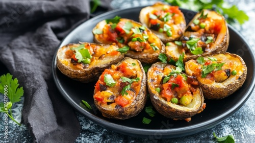 Vibrant Potato Skins with Elegant Presentation