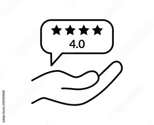 customer rating satisfaction icon give 4 stars feedback or hand icon giving five star review