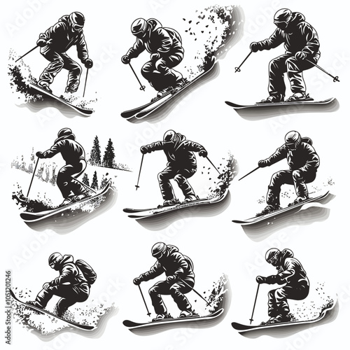 Skiing and Snowboarding Die-Cut Vinyl Collection