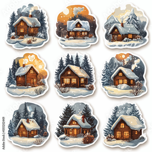 Cozy Snow Covered Cabin in Winter Wonderland