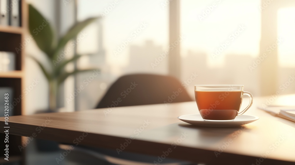 A close-up of a steaming cup of tea on a saucer, resting on a wooden table with a soft morning light illuminating the background. A close-up of a steaming cup of tea on a saucer, resting on a wooden table with a soft morning light illuminating the background.