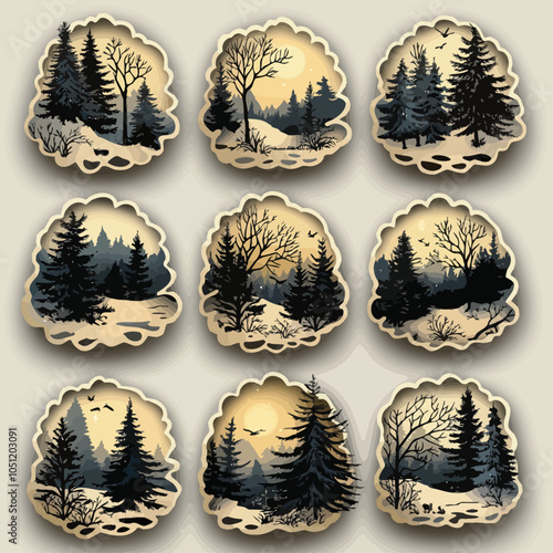 Vintage Paper Cut Designs, Die Cut Vinyl Vectors