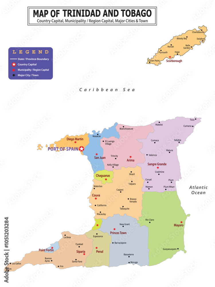 Fototapeta American Countries Geography Political map. Political map of country with capital, province or state capital, major cities and town.