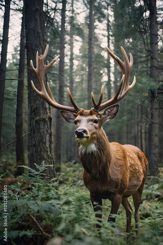 A majestic deer emerges from the shadows of the forest, full of grace.
A majestic deer emerges from the shadows of the forest, full of grace.