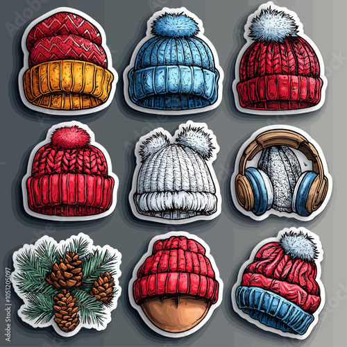Winter Hats & Earmuffs Die Cut Vinyl Vector Collection