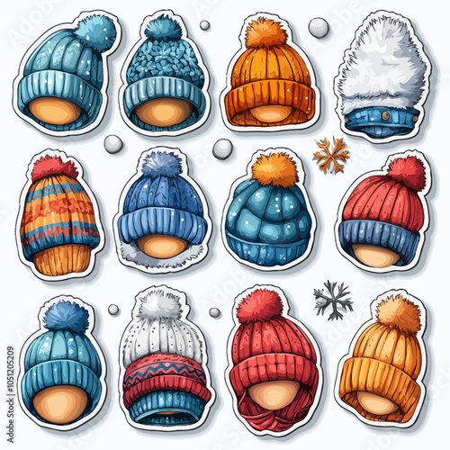 Winter Hats & Earmuffs Die Cut Vinyl Vector Collection