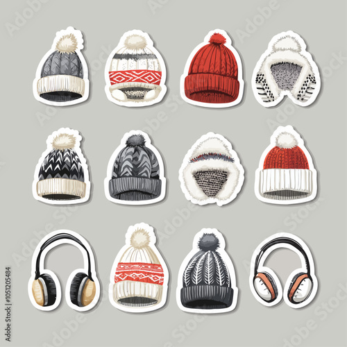 Winter Hats & Earmuffs Die Cut Vinyl Vector Collection