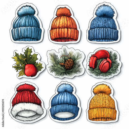 Winter Hats & Earmuffs Die Cut Vinyl Vector Collection
