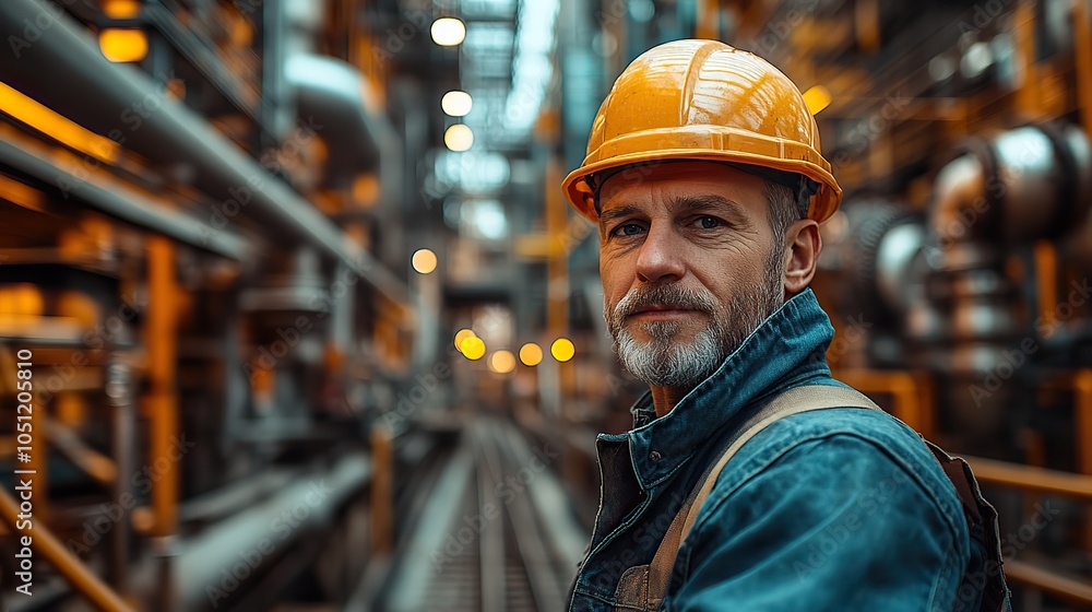 man in hard hat standing in front of train tracks, representing industrial work. man in hard hat standing in front of train tracks, representing industrial work.