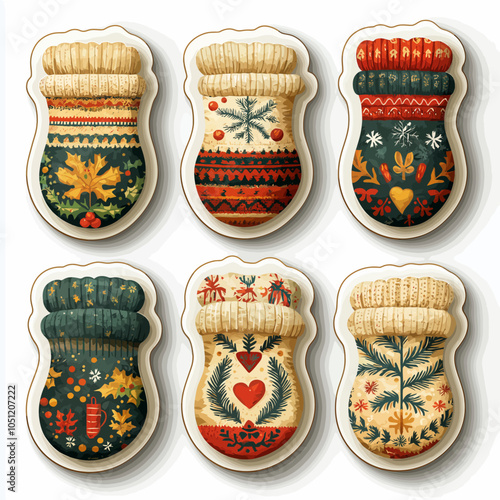 Woolen Mittens Die Cut Vinyl Vector Collection