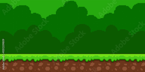 Forest background, pixel art illustration scene