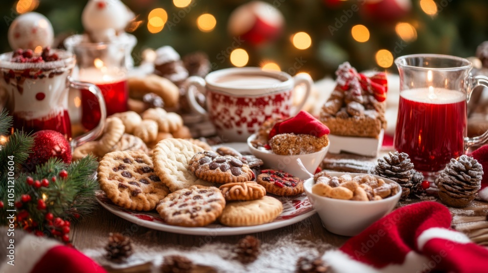 Naklejka premium Festive Assorted Holiday Treats on a Cozy Table