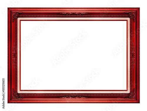 Obraz na płótnie Antique red picture frame isolated on white background, clipping path for Christmas day and haloween day w salonie