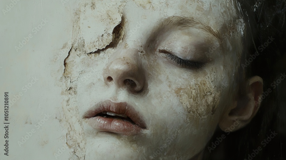 Close-Up Portrait of a Woman with Peeling Skin Close-Up Portrait of a Woman with Peeling Skin