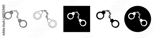 police officer handcuffed, criminal arrested or tool security vector pictogram sign icon symbol ui and ux design, glyphs and stroke line	
