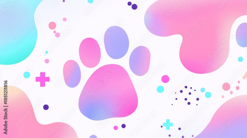 artistic cat paw illustrations, friendly pastel palette, continuous line drawing technique, fluid curves, playful pattern design, floating sparkles and crosses, soft color transitions, gentle shading artistic cat paw illustrations, friendly pastel palette, continuous line drawing technique, fluid curves, playful pattern design, floating sparkles and crosses, soft color transitions, gentle shading
