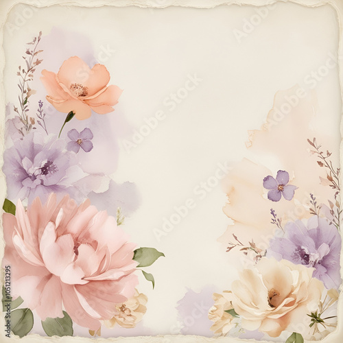 pastel colored flowers Elegant Floral Watercolor Background, created with generative AI
