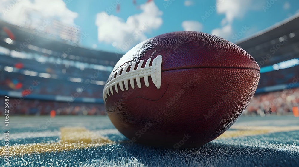 The ball is speeding of american football, View of the american football stadium, which is magnificent and modern The ball is speeding of american football, View of the american football stadium, which is magnificent and modern