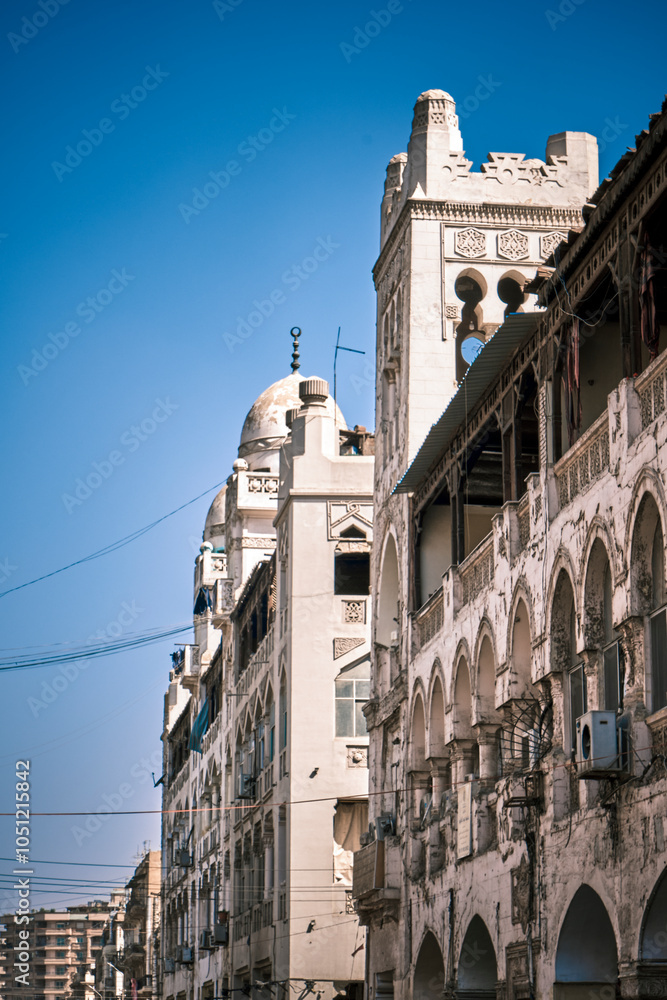 Fototapeta premium The facade of an old building in the Korba area in Heliopolis