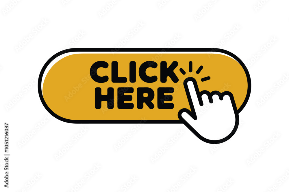 Collection of Click Here Buttons with Hand Icon for Website Navigation Collection of Click Here Buttons with Hand Icon for Website Navigation