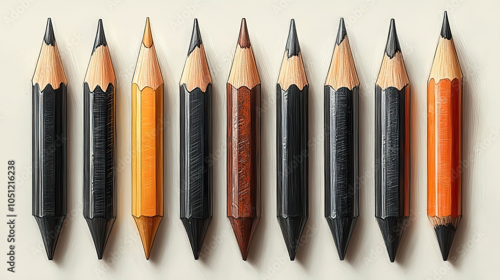 pencil is illustrated in various styles, including photorealism, sketch, flat, and icon representations.illustration pencil is illustrated in various styles, including photorealism, sketch, flat, and icon representations.illustration
