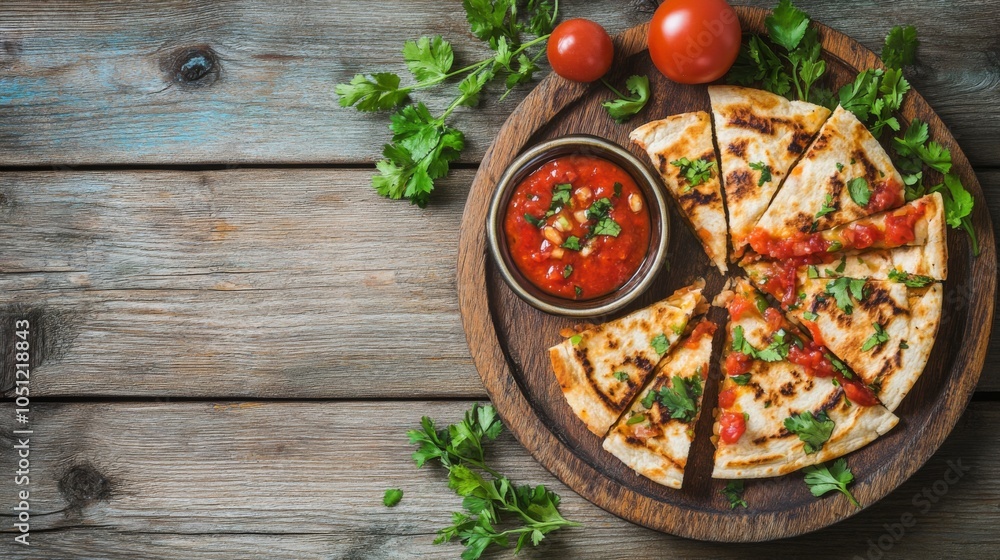 Fresh Quesadillas in Rustic Natural Lighting Fresh Quesadillas in Rustic Natural Lighting