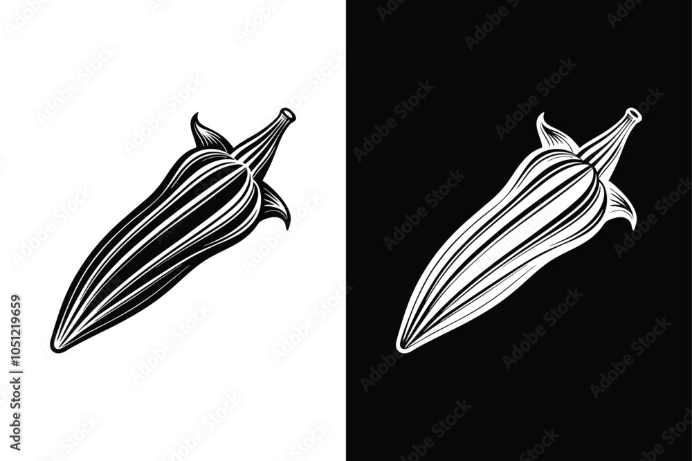 Okra Silhouette Icon. Easily Editable Glyph for Versatile Use Okra Silhouette Icon. Easily Editable Glyph for Versatile Use