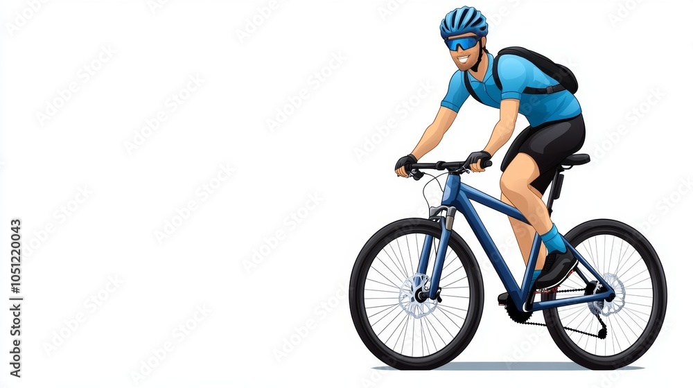 Naklejka premium Happy Cyclist Riding Mountain Bike Illustration