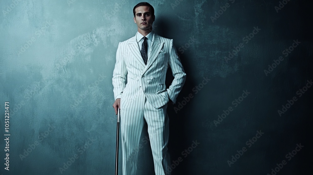 1920s businessman in suit and tie.