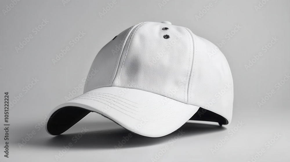 Minimalist baseball cap mockup on a white background, perfect for fashion or corporate branding Minimalist baseball cap mockup on a white background, perfect for fashion or corporate branding