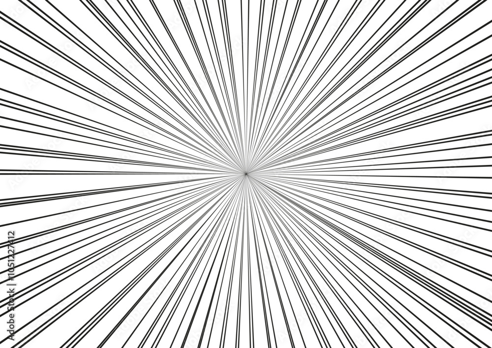 Fototapeta premium Radial speed lines for comic book, Manga anime zoom and motion effect, explosion striped black white vector background