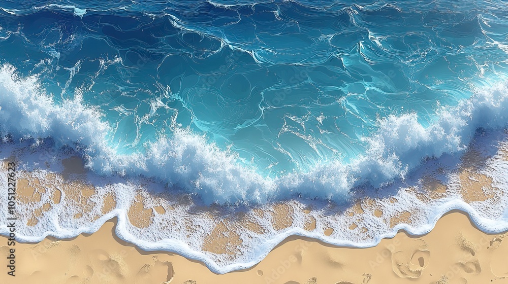 seamless pattern of ocean waves with foam rolling onto sunny shoreline, ideal for summer vacation banners or seascape designs with ample copy space.illustration seamless pattern of ocean waves with foam rolling onto sunny shoreline, ideal for summer vacation banners or seascape designs with ample copy space.illustration