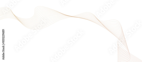 Abstract vector wavy lines flowing smooth curve gold gradient color on transparent background in concept of luxury, technology, science, music, modern, banner, poster, flyer. vector illustration