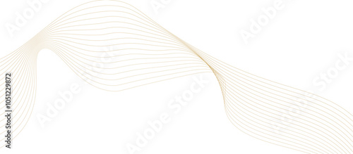 Abstract vector wavy lines flowing smooth curve gold gradient color on transparent background in concept of luxury, technology, science, music, modern, banner, poster, flyer. vector illustration