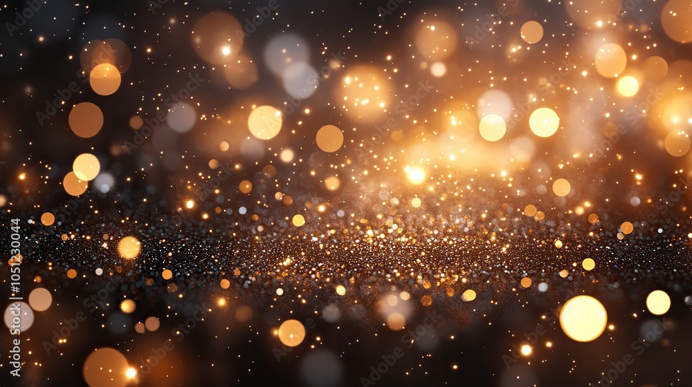 Fototapeta premium shimmering silver and gold background filled with bokeh lights and fireworks for festive feel.image
