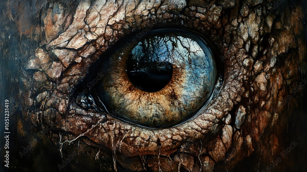 Fototapeta premium A Close-Up of a Reptilian Eye: A Detailed and Intriguing Artwork