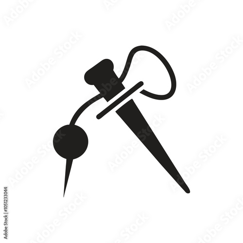 Sewing Needle And Thread Icon on white background