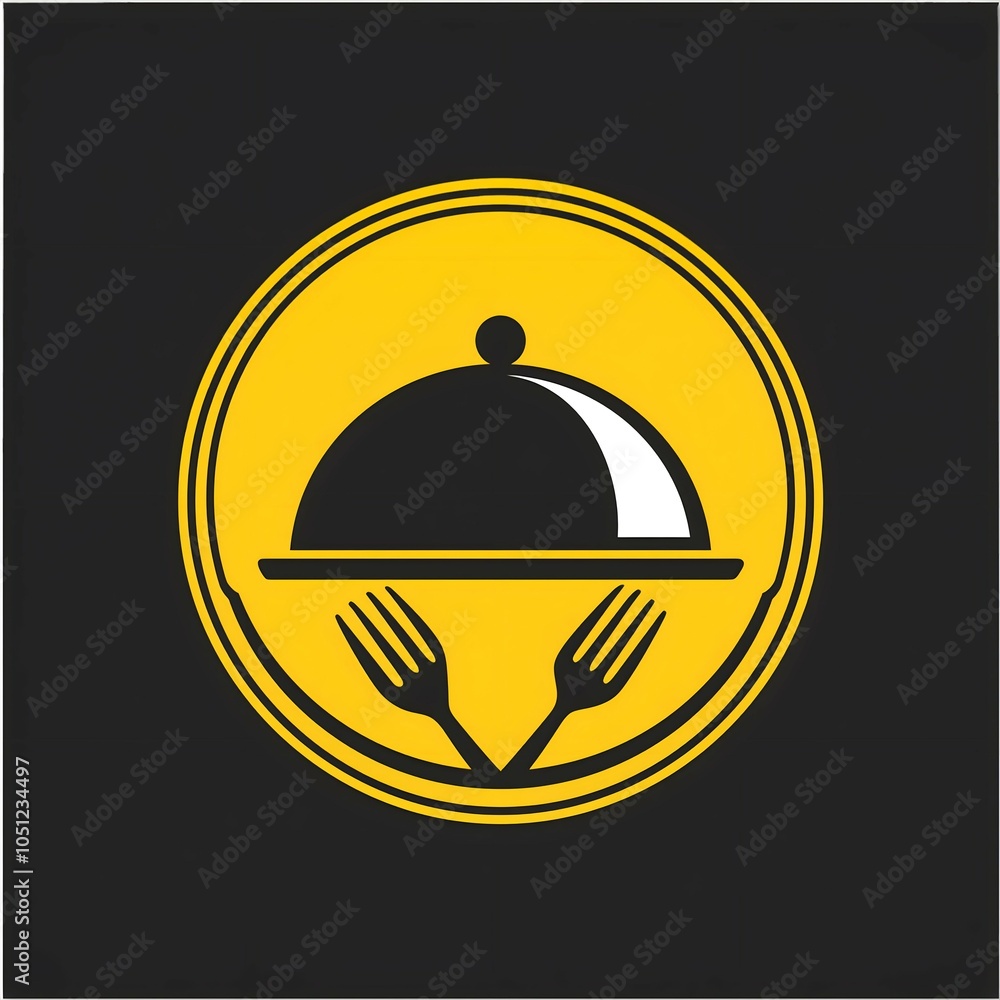 Fototapeta premium Yellow Emblem Restaurant Logo