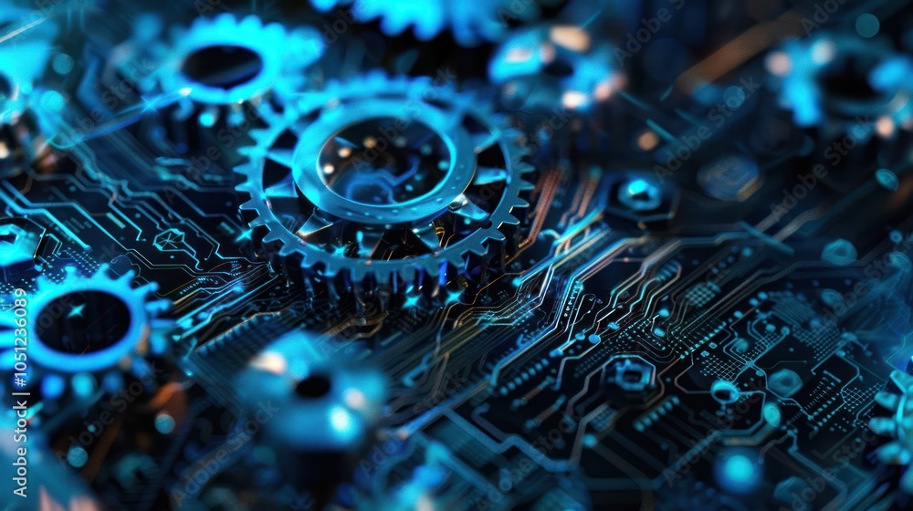 Abstract Technology Gears and Circuit Board Abstract Technology Gears and Circuit Board
