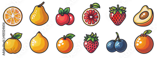 Fruit thin icon set. Outline icon collection. Vector illustration white background photo